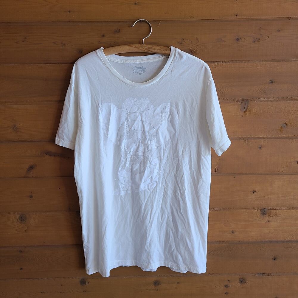 Honky Tonky White Hot Skull Tee Men's Western Rodeo Biker Tshirt Top Outlaw